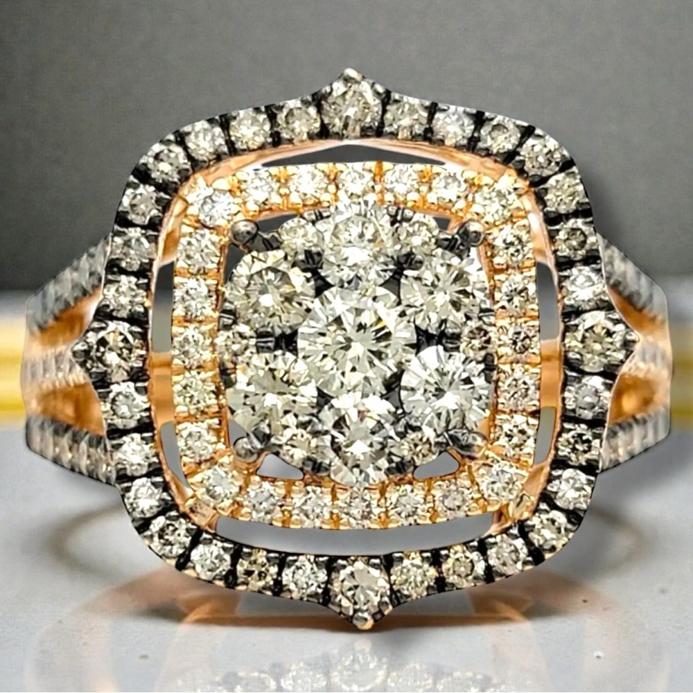 Le Vian 14k Rose Gold 1.50 CTW Chocolate Diamond & Nude Diamond Halo Ring 7.25